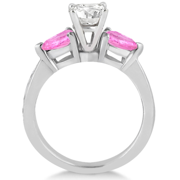 Diamond & Pear Pink Sapphire Engagement Ring Palladium (0.79ct)