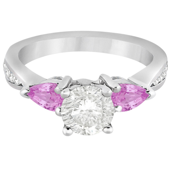 Diamond & Pear Pink Sapphire Engagement Ring Palladium (0.79ct)