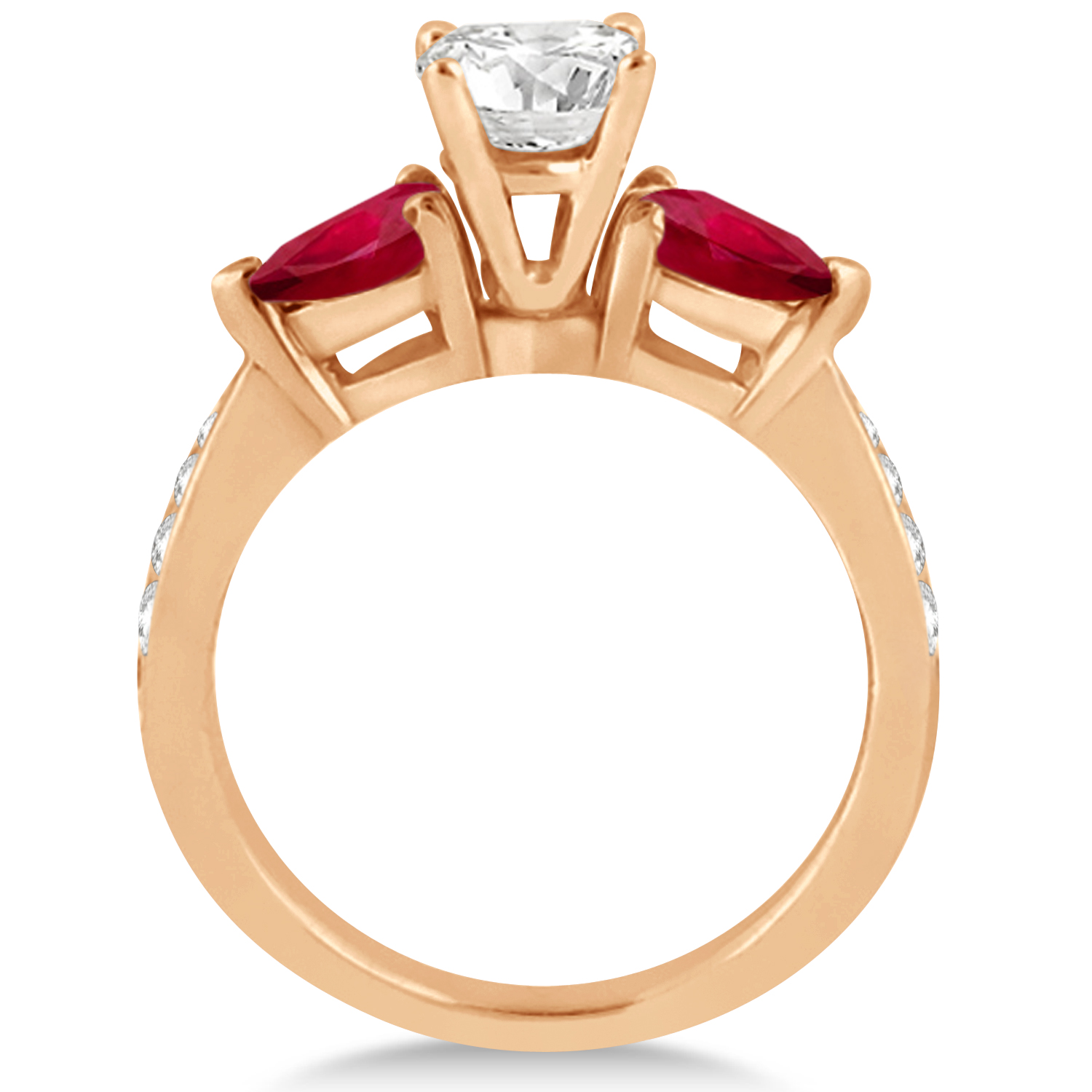 Cushion Diamond & Pear Ruby Gemstone Engagement Ring 14k Rose Gold (1.29ct)