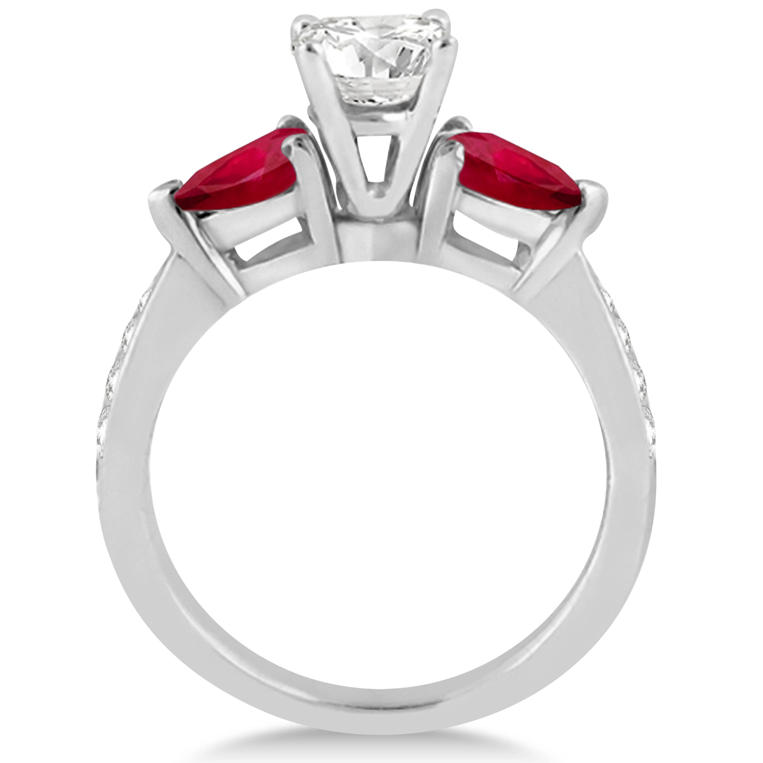 Round Diamond & Pear Ruby Gemstone Engagement Ring Platinum (1.29ct)