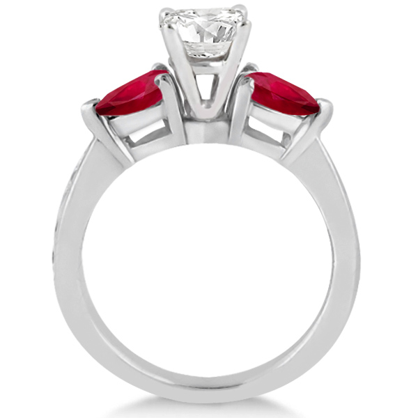 Diamond & Pear Ruby Gemstone Engagement Ring Platinum (0.79ct)