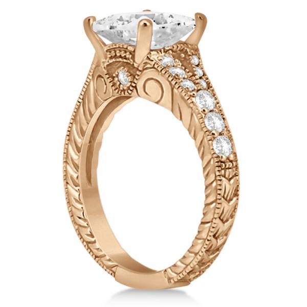 Antique Princess Cut Diamond Engagement Ring 14K Rose Gold (1.03ct)