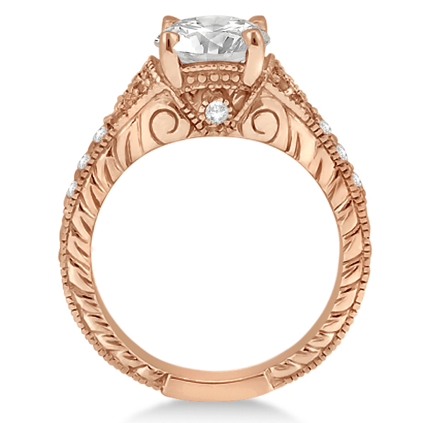 Antique Style Art Deco Diamond Engagement Ring 14K Rose Gold (0.33ct)