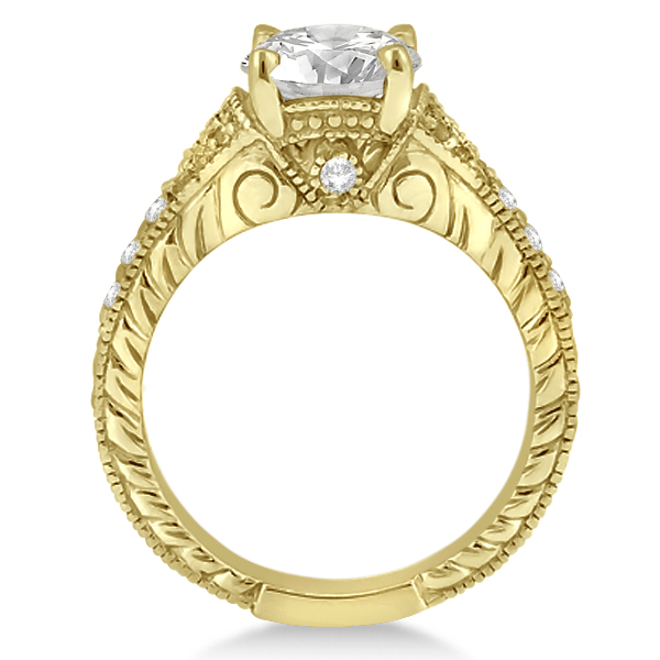 Antique Style Art Deco Diamond Engagement Ring 18k Yellow Gold (0.33ct)