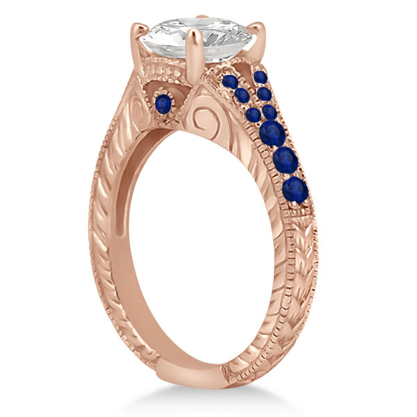 Antique Art Deco Blue Sapphire Engagement Ring 14k Rose Gold (0.33ct)