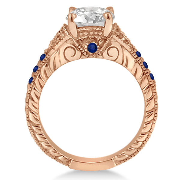 Antique Art Deco Blue Sapphire Engagement Ring 14k Rose Gold (0.33ct)