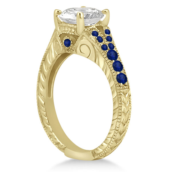 Antique Art Deco Blue Sapphire Engagement Ring 14k Yellow Gold (0.33ct)