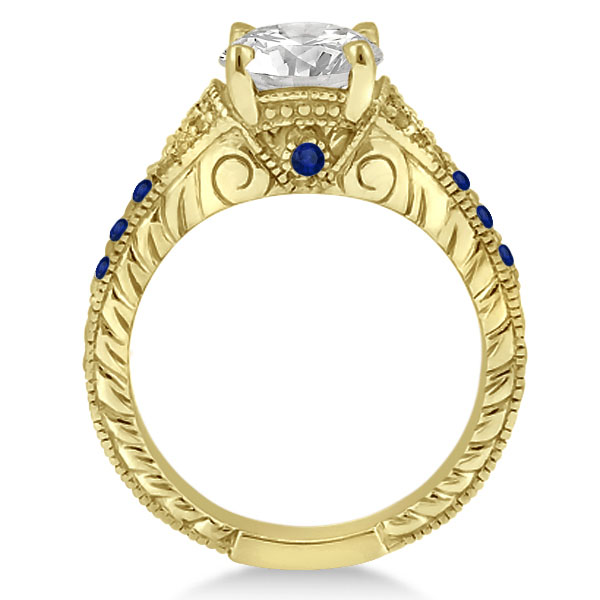 Antique Art Deco Blue Sapphire Engagement Ring 14k Yellow Gold (0.33ct)