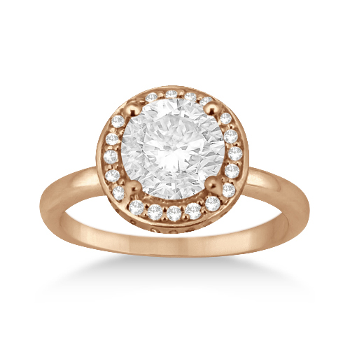 Floating Halo Diamond Engagement Ring Setting 14k Rose Gold (0.40ct)