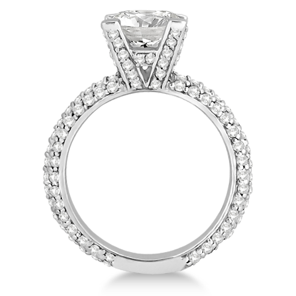 Eternity Pave Set Trio Lab Grown Diamond Engagement Ring 18k White Gold (0.88ct)