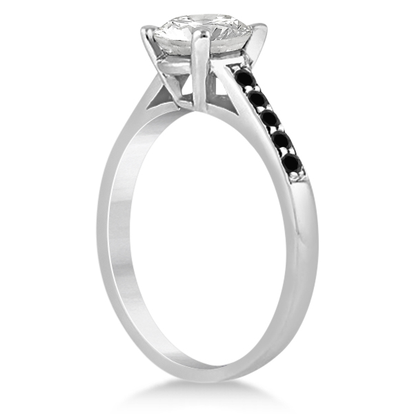 Cathedral Pave Black Diamond Engagement Ring 14k White Gold (0.20ct)