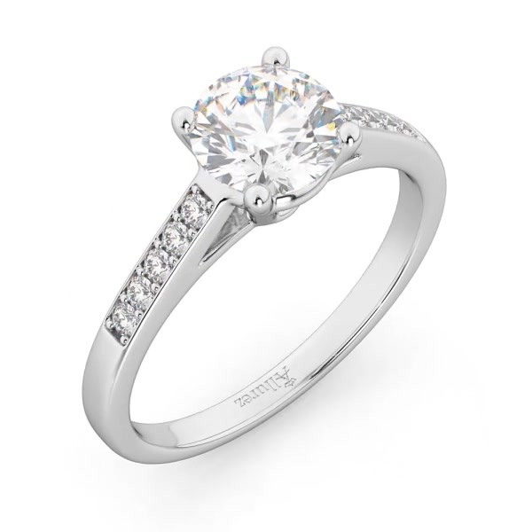 Cathedral Pave Diamond Engagement Ring Setting 18k White Gold (0.20ct)