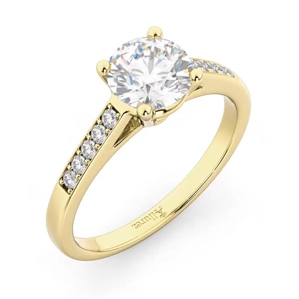 Cathedral Pave Diamond Engagement Ring Setting 18k Yellow Gold (0.20ct)