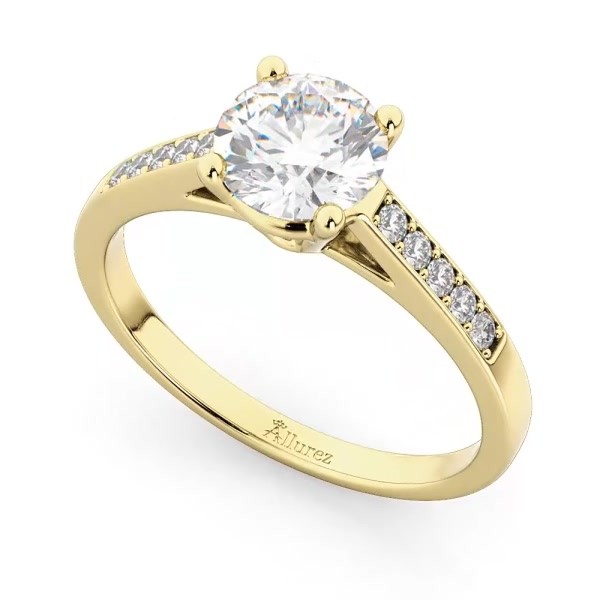Cathedral Pave Diamond Engagement Ring Setting 18k Yellow Gold (0.20ct)