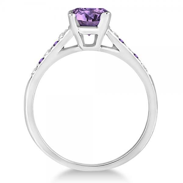 Cathedral Amethyst & Diamond Engagement Ring Palladium (1.20ct)