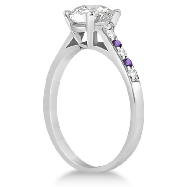 Cathedral Amethyst & Diamond Engagement Ring Palladium (0.20ct)