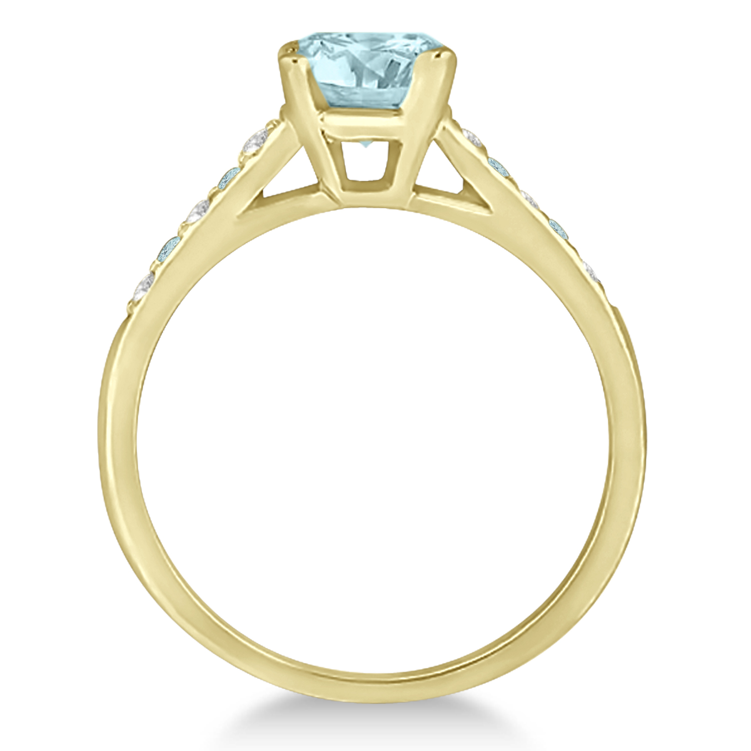 Cathedral Aquamarine & Diamond Engagement Ring 14k Yellow Gold (1.20ct)