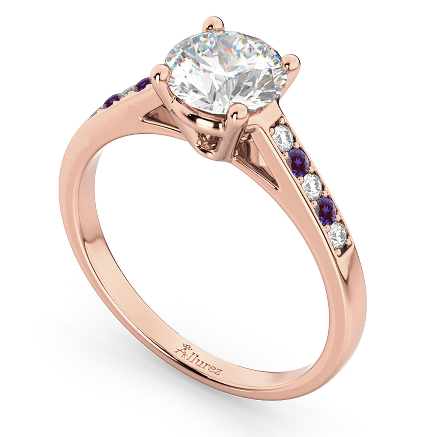 Cathedral Lab Alexandrite & Diamond Engagement Ring 18k Rose Gold (0.20ct)