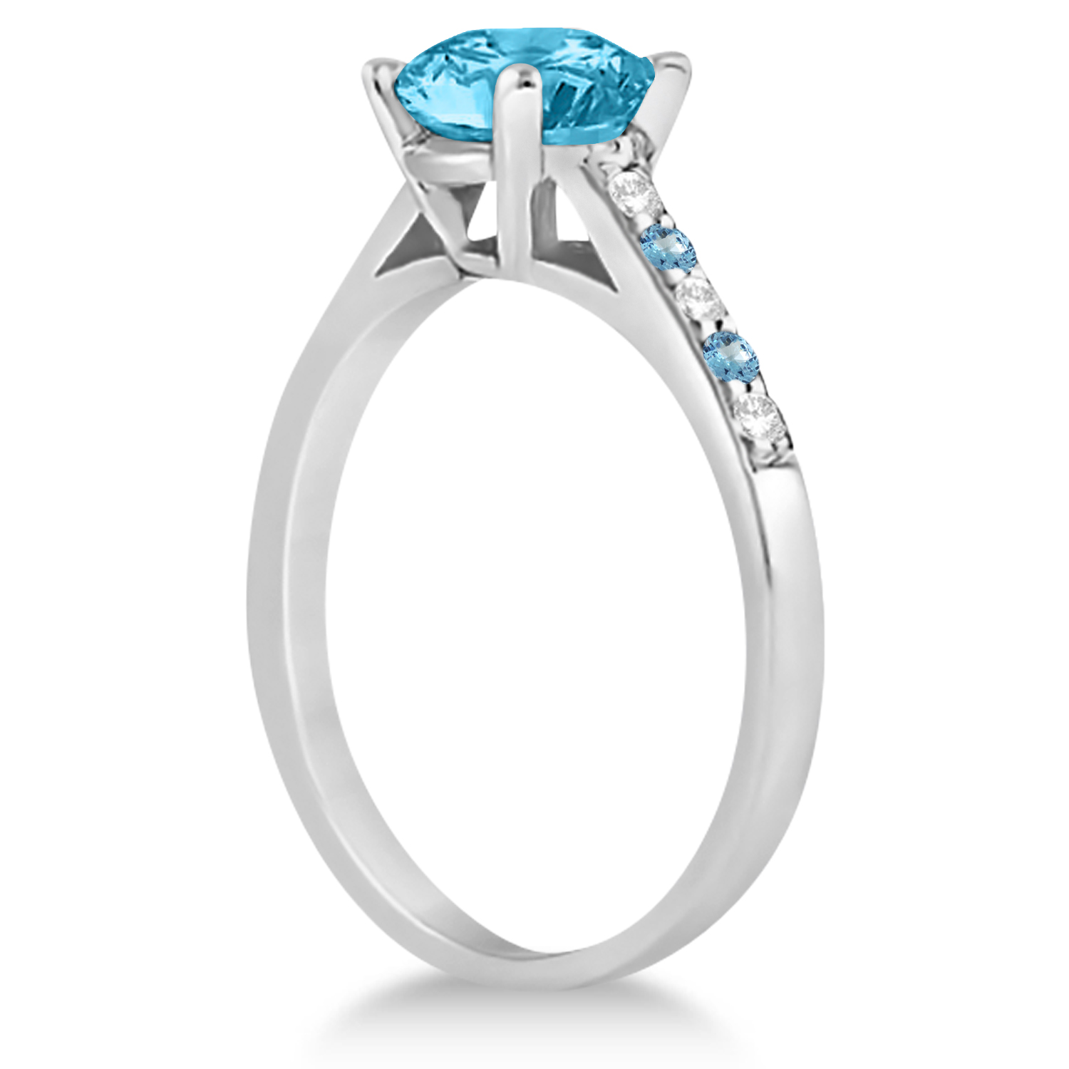 Cathedral Blue Topaz & Diamond Engagement Ring 14k White Gold (1.20ct)