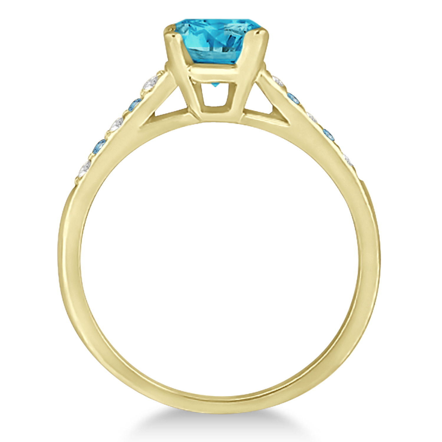 Cathedral Blue Topaz & Diamond Engagement Ring 14k Yellow Gold (1.20ct)