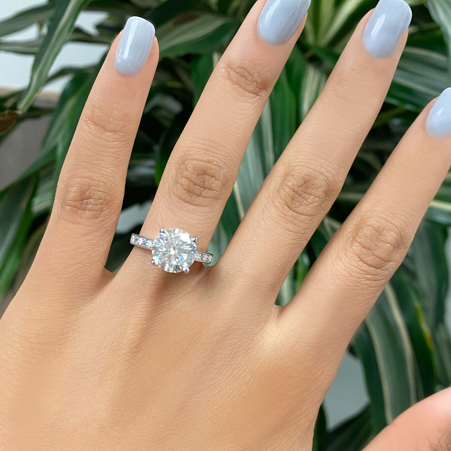 Cathedral Blue Topaz & Diamond Engagement Ring Palladium (0.20ct)