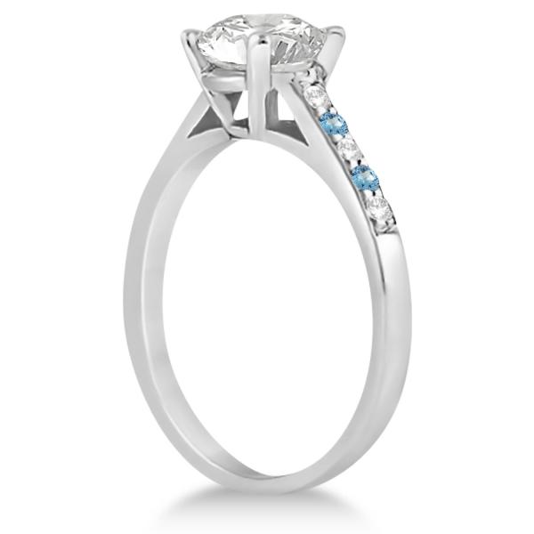 Cathedral Blue Topaz & Diamond Engagement Ring Palladium (0.20ct)