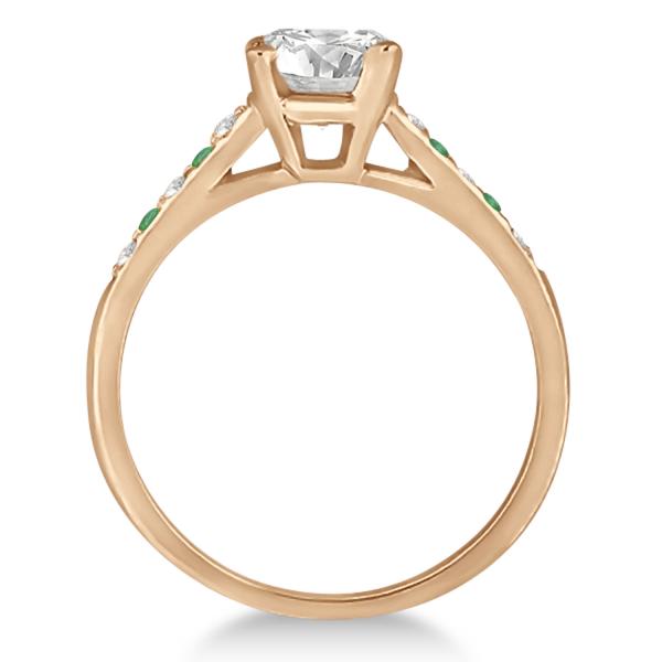 Cathedral Emerald & Diamond Engagement Ring 18k Rose Gold (0.20ct)
