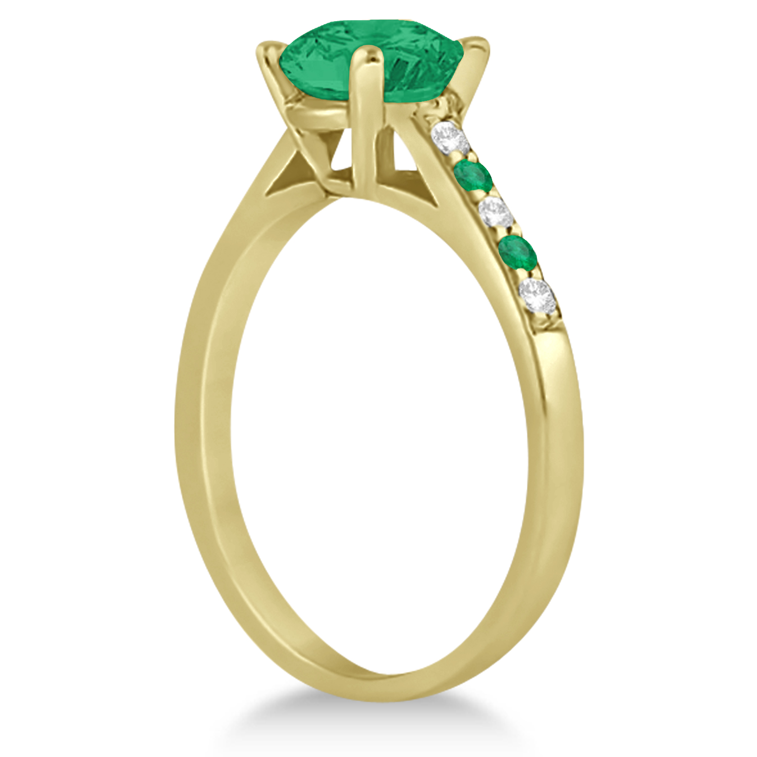 Cathedral Emerald & Diamond Engagement Ring 14k Yellow Gold (1.20ct)
