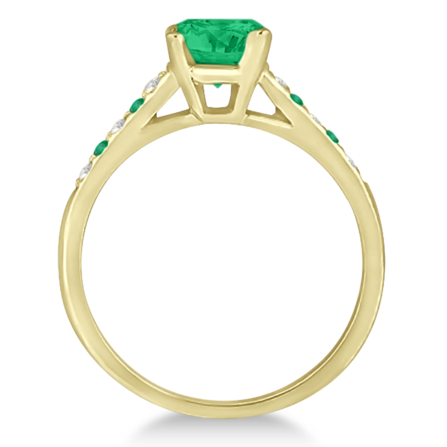 Cathedral Emerald & Diamond Engagement Ring 14k Yellow Gold (1.20ct)