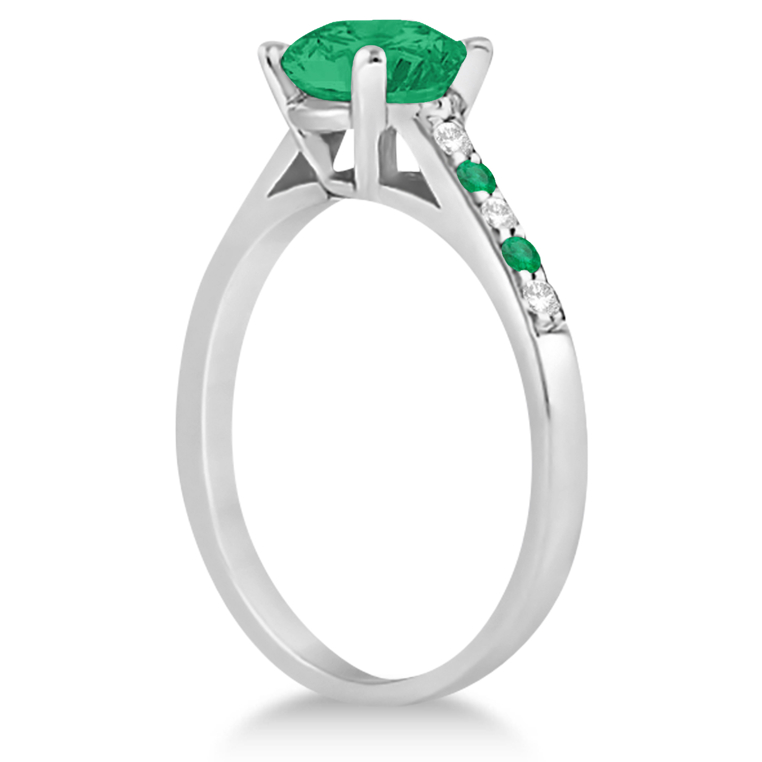 Cathedral Emerald & Diamond Engagement Ring 18k White Gold (1.20ct)