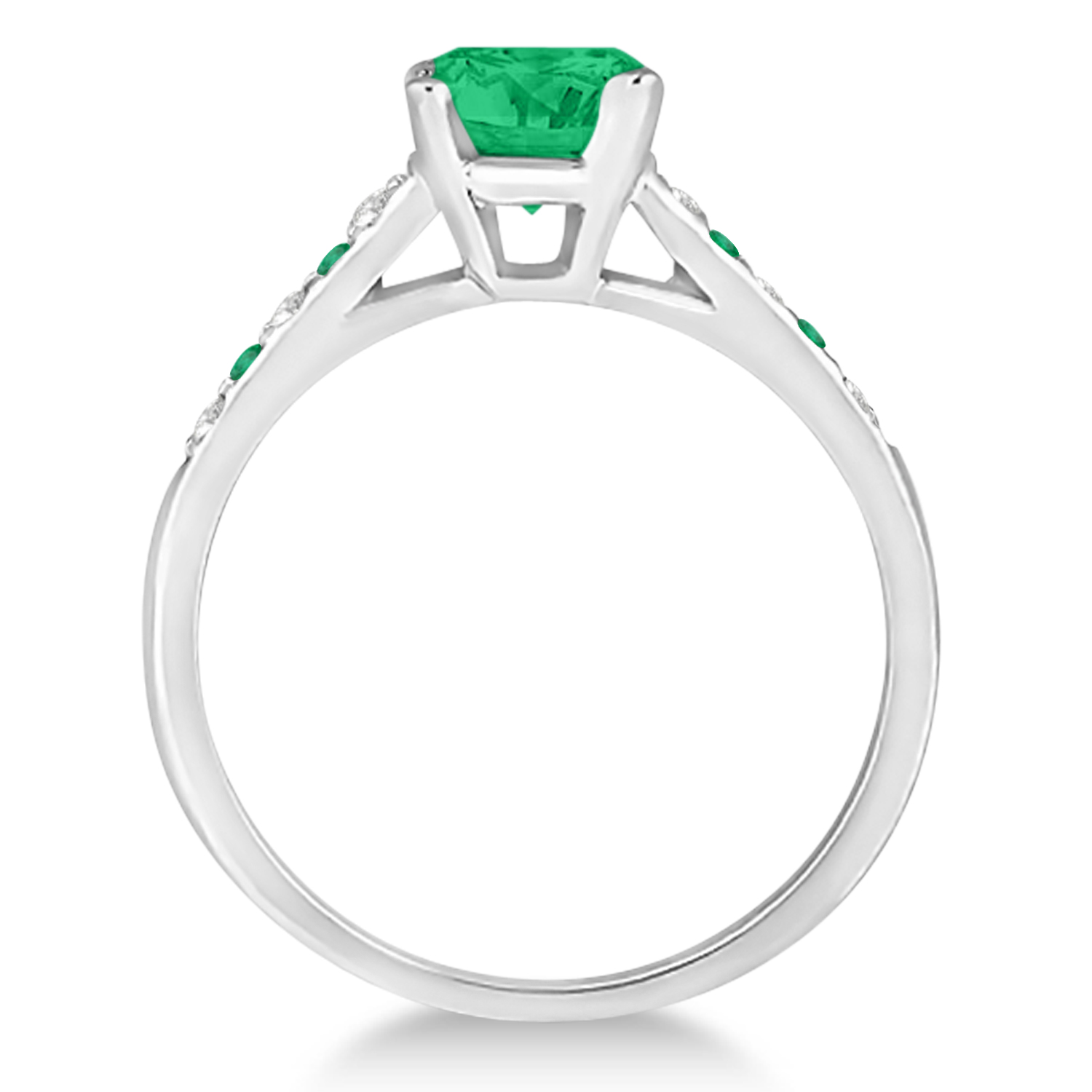 Cathedral Emerald & Diamond Engagement Ring 18k White Gold (1.20ct)