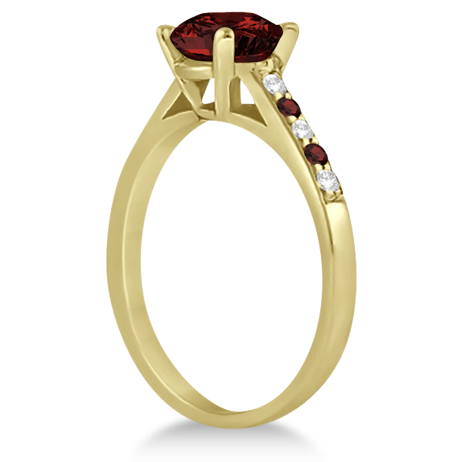 Cathedral Garnet & Diamond Engagement Ring 14k Yellow Gold (1.20ct)