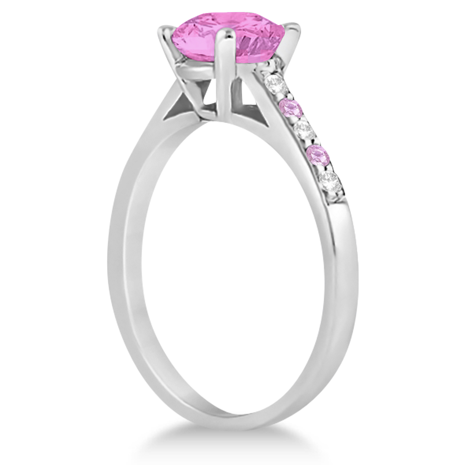 Cathedral Pink Sapphire & Diamond Engagement Ring 14k White Gold (1.20ct)