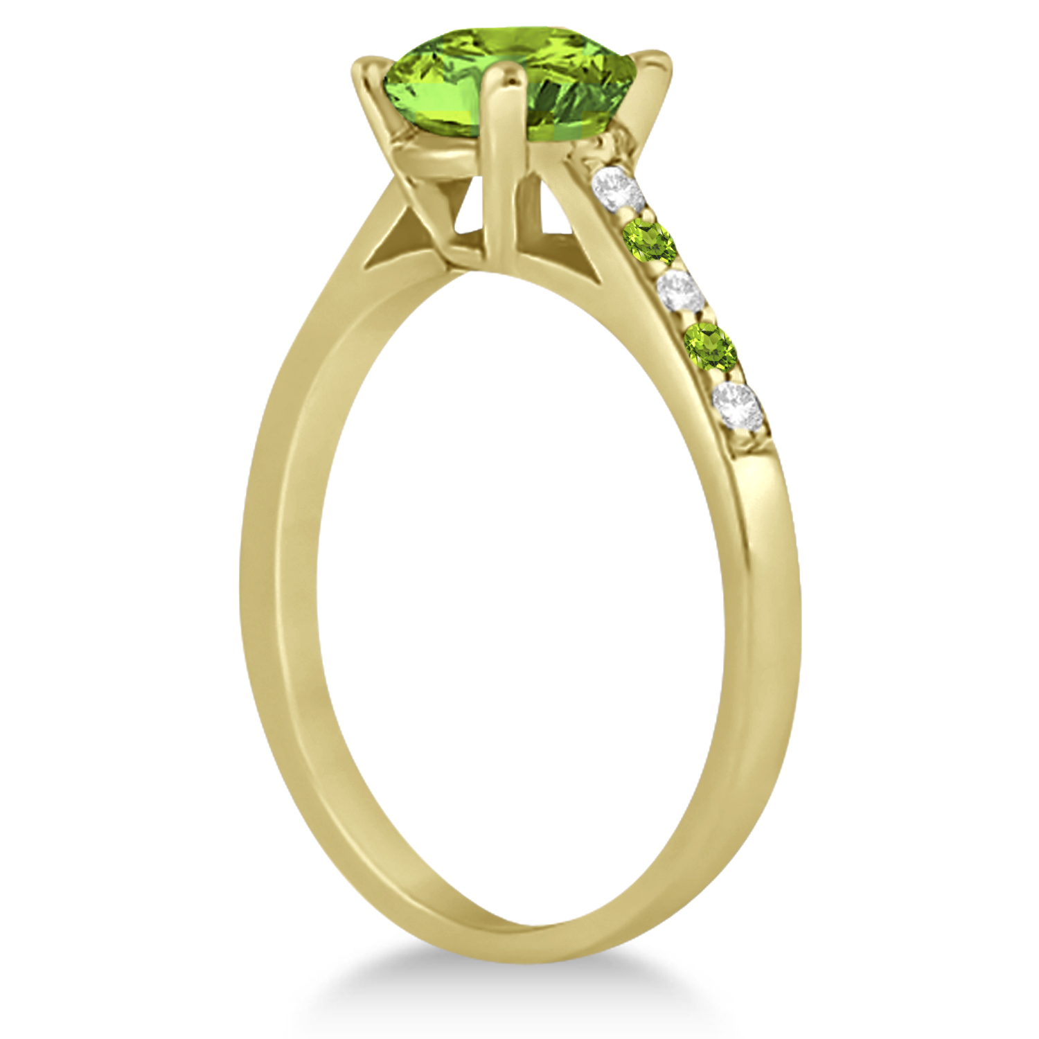 Cathedral Peridot & Diamond Engagement Ring 14k Yellow Gold (1.20ct)