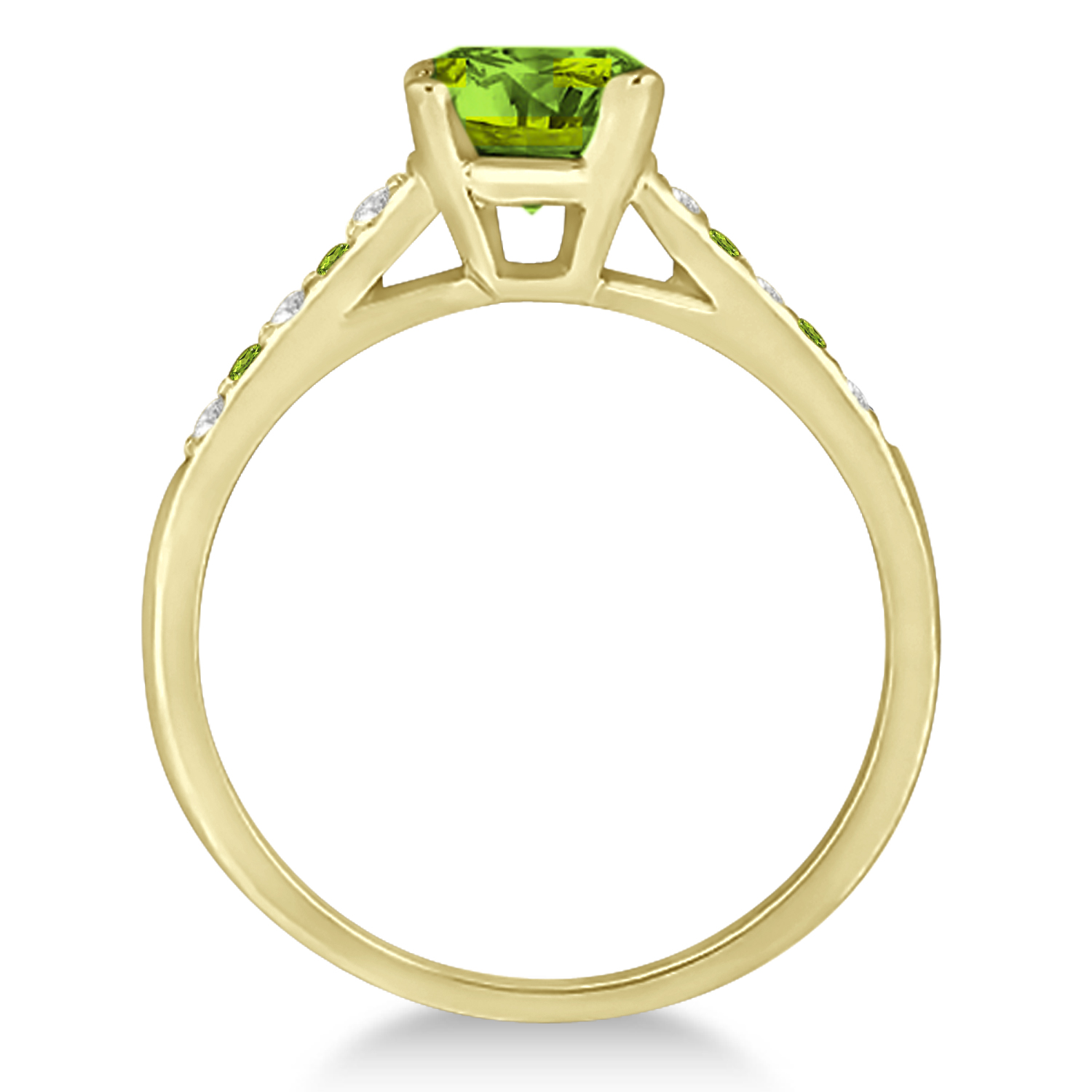 Cathedral Peridot & Diamond Engagement Ring 14k Yellow Gold (1.20ct)