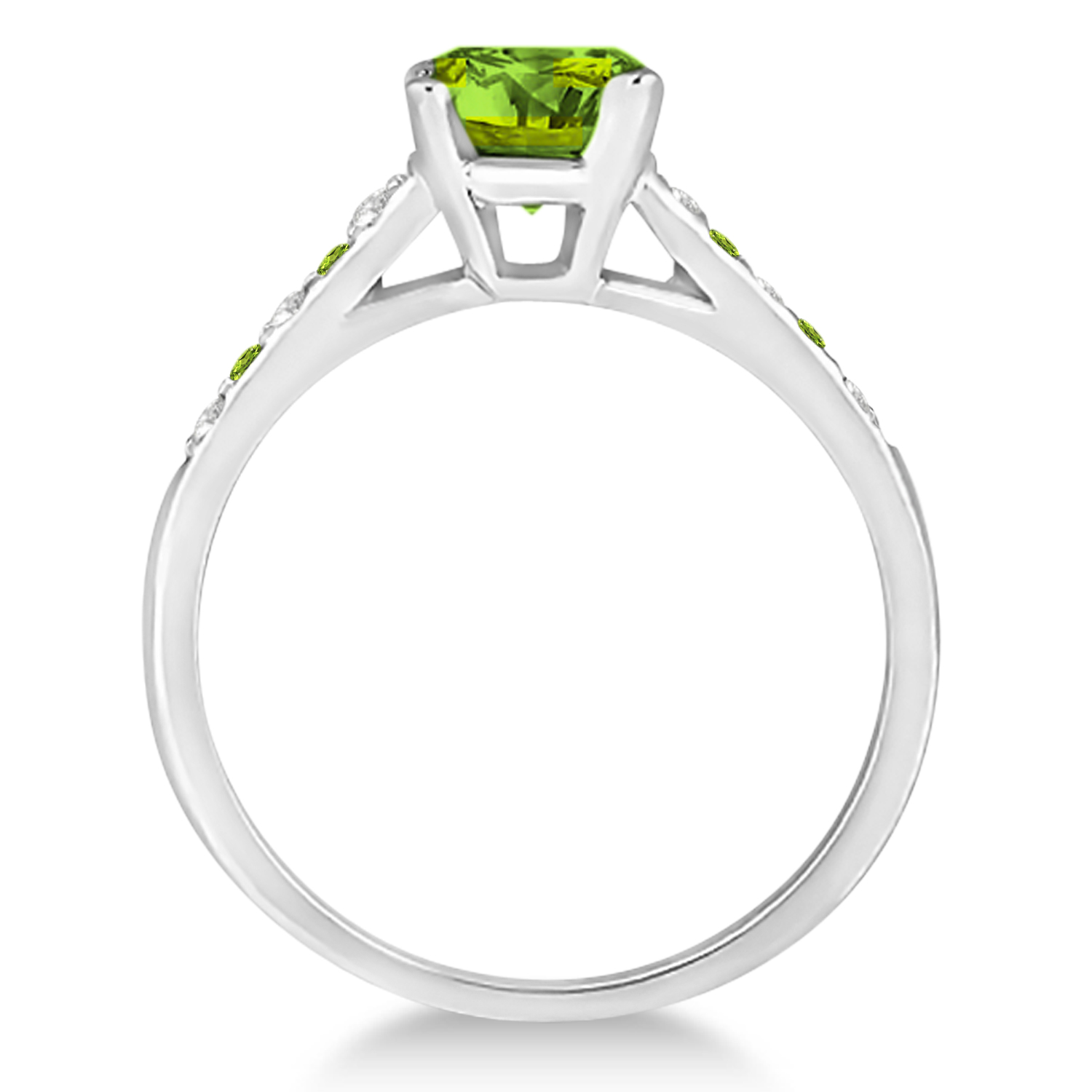 Cathedral Peridot & Diamond Engagement Ring 18k White Gold (1.20ct)