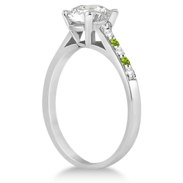 Cathedral Peridot & Diamond Engagement Ring Platinum (0.20ct)