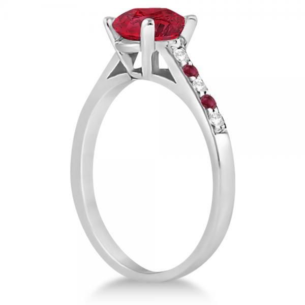 Cathedral Ruby & Diamond Engagement Ring Palladium (1.20ct)