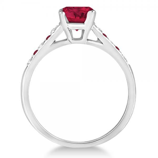 Cathedral Ruby & Diamond Engagement Ring Platinum (1.20ct)