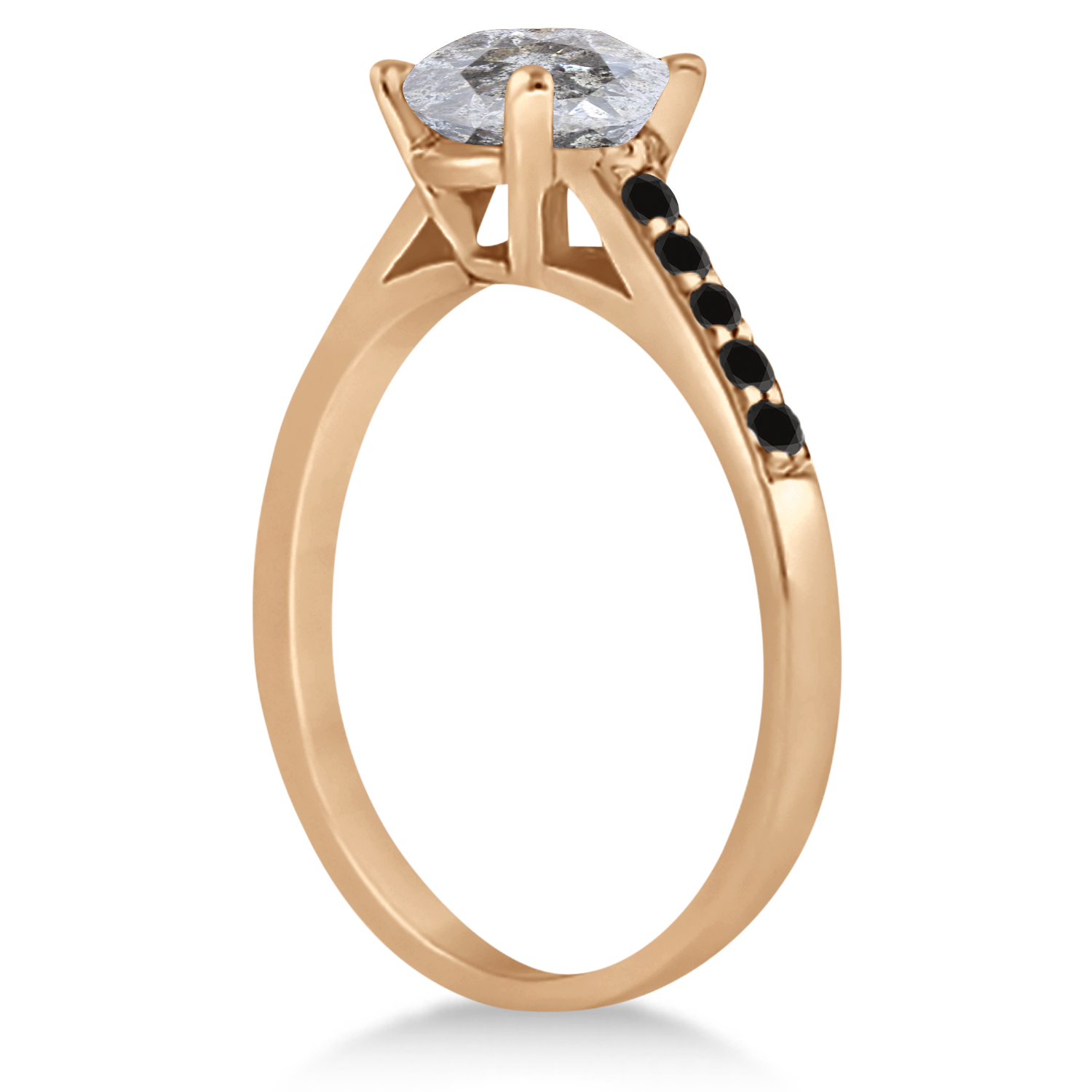 Cathedral Salt & Pepper & Black Diamond Engagement Ring 18k Rose Gold (1.20ct)