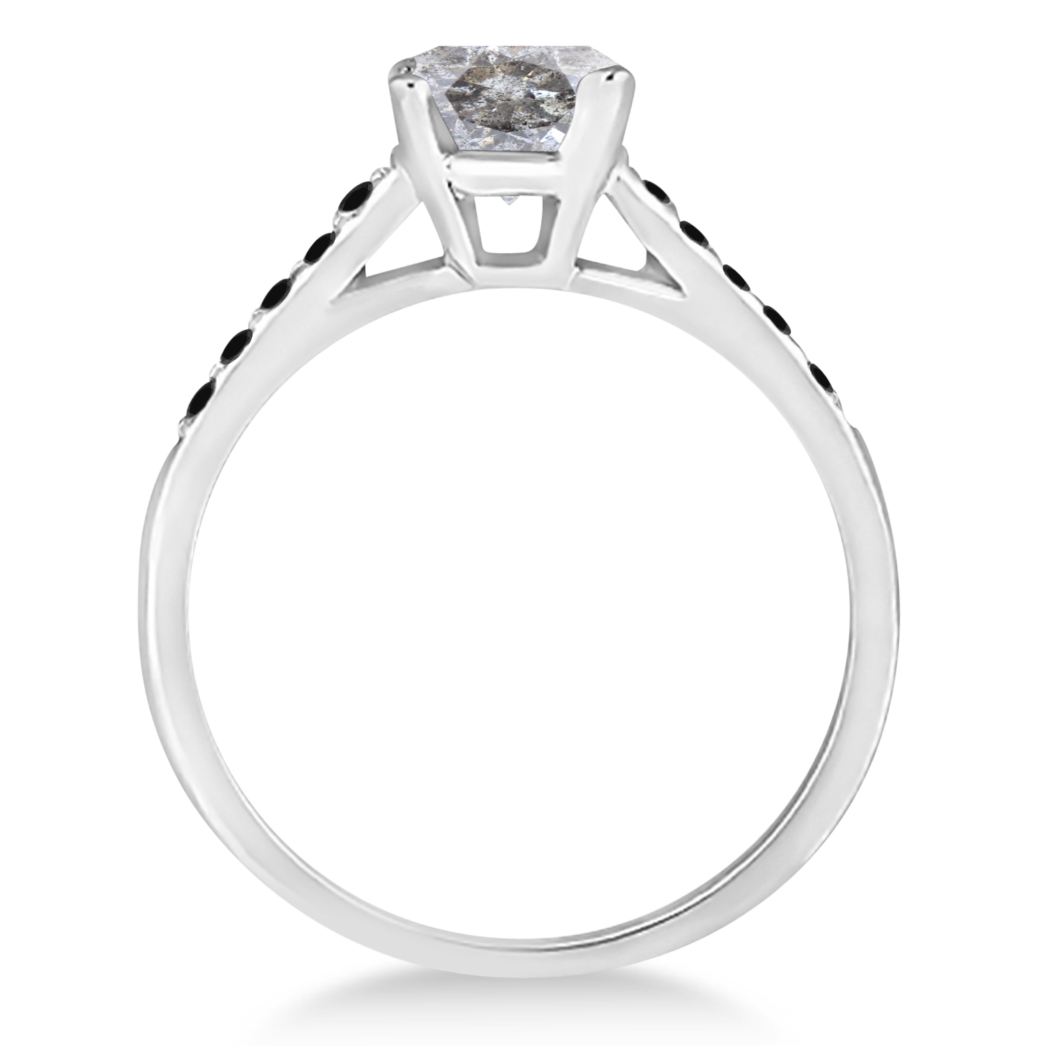 Cathedral Salt & Pepper & Black Diamond Engagement Ring Palladium (1.20ct)