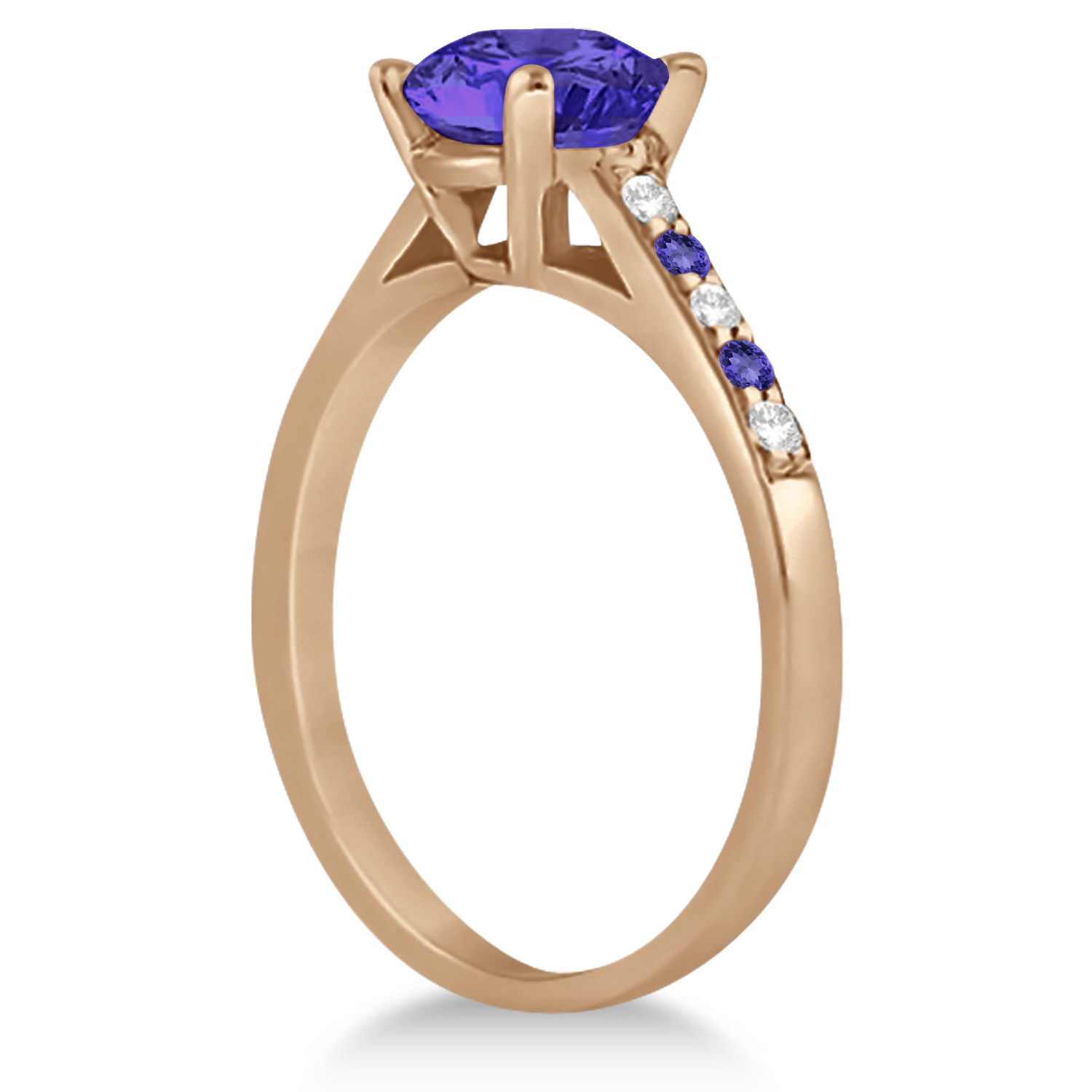 Cathedral Tanzanite & Diamond Engagement Ring 14k Rose Gold (1.20ct)