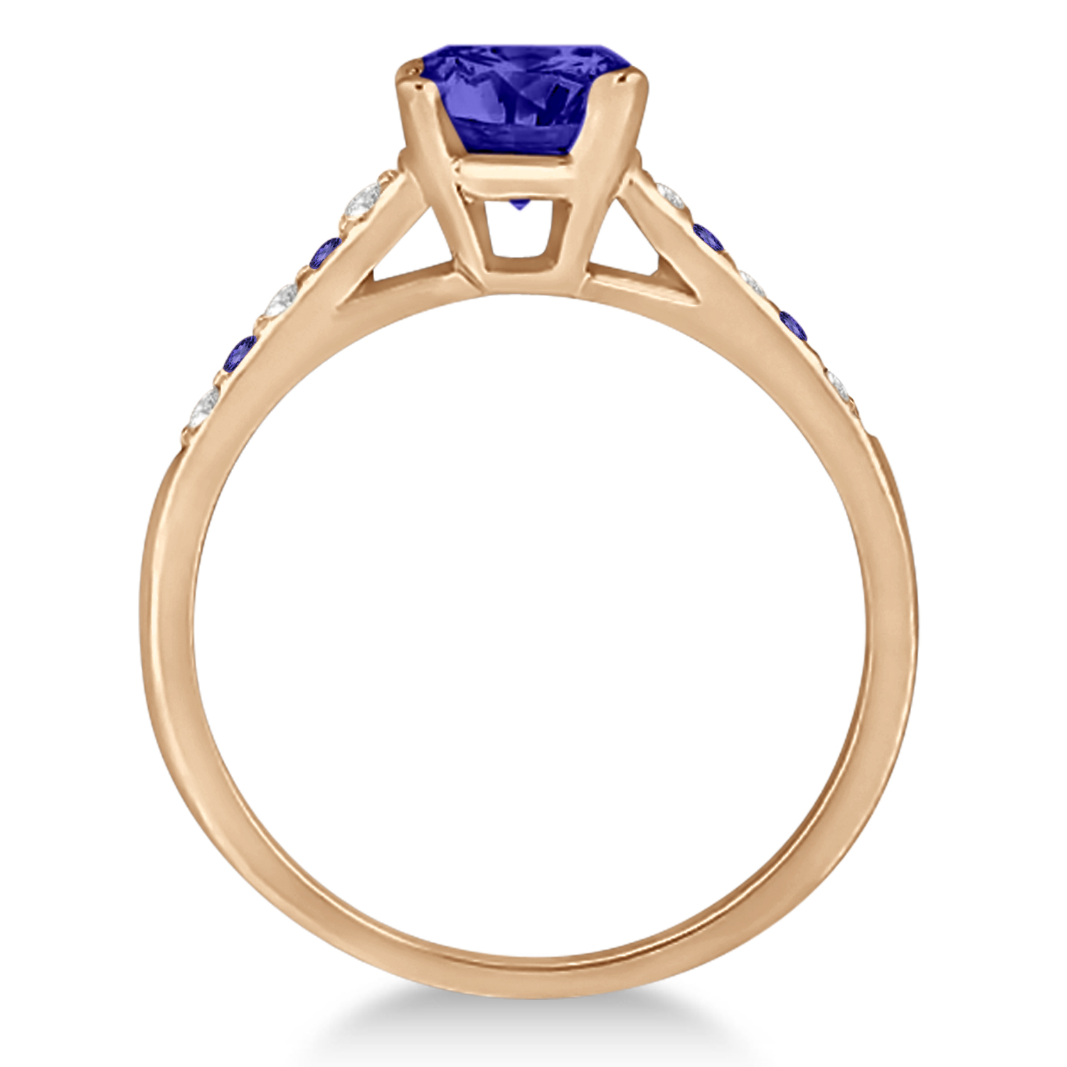Cathedral Tanzanite & Diamond Engagement Ring 14k Rose Gold (1.20ct)