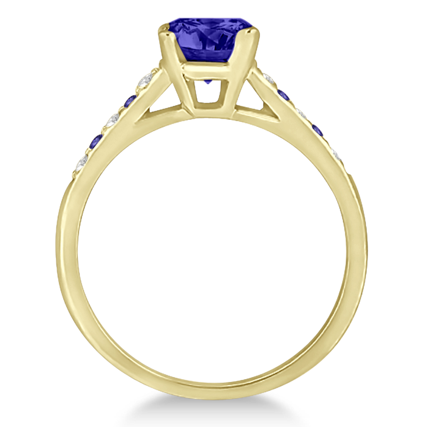Cathedral Tanzanite & Diamond Engagement Ring 14k Yellow Gold (1.20ct)