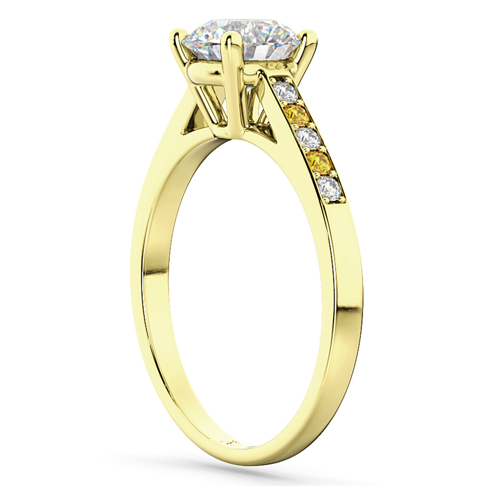 Cathedral Yellow Sapphire & Diamond Engagement Ring 14k Yellow Gold (0.20ct)