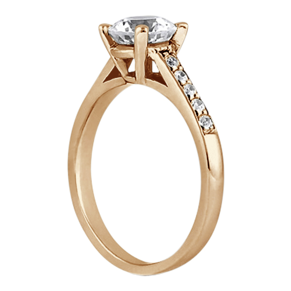 Cathedral Pave Lab Grown Diamond Engagement Ring Setting 14k Rose Gold (0.20ct)