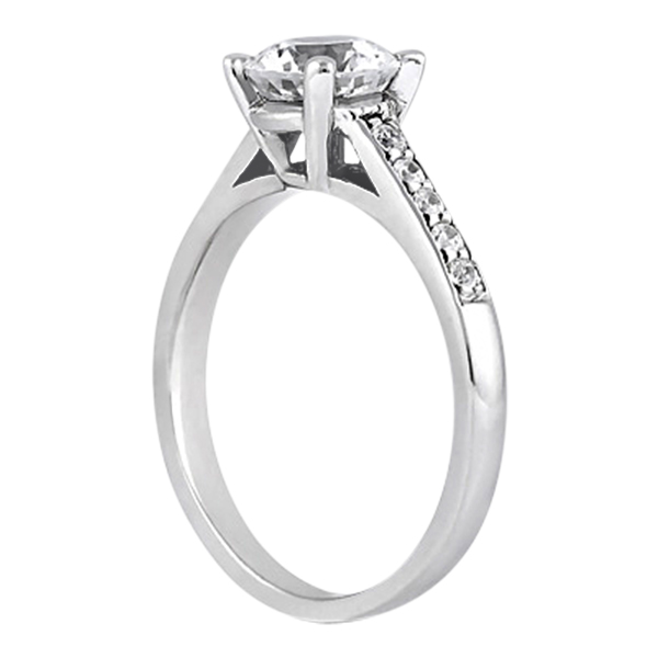 Cathedral Pave Lab Grown Diamond Engagement Ring Setting 18k White Gold (0.20ct)