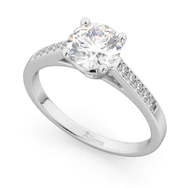 Cathedral Pave Diamond Engagement Ring Setting Platinum (0.20ct)