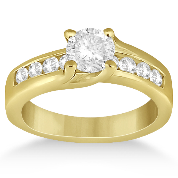 Unique Channel Set Diamond Engagement Ring 18K White Gold (0.80ct)