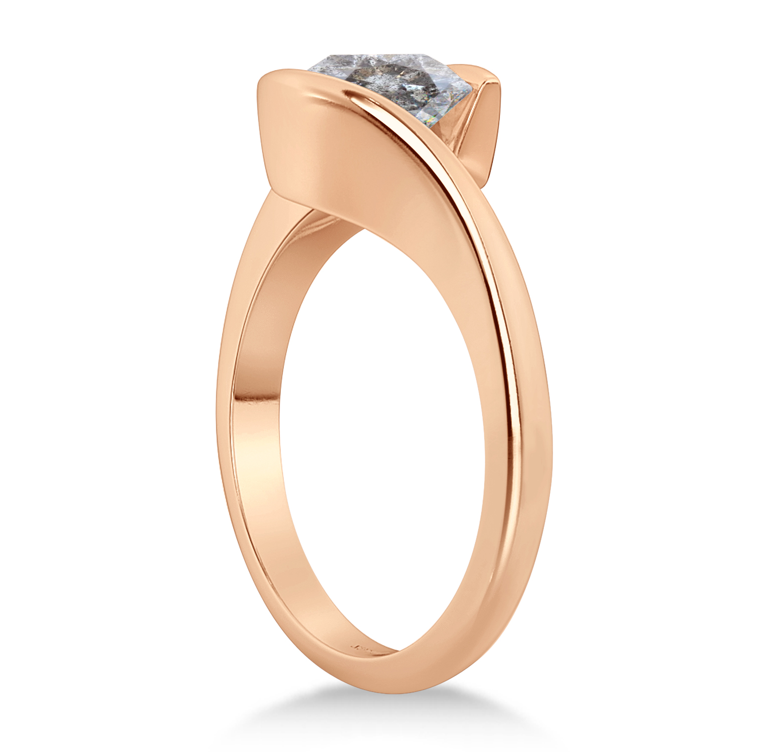 Tension Set Solitaire Salt & Pepper Diamond Engagement Ring 14k Rose Gold 2.00ct